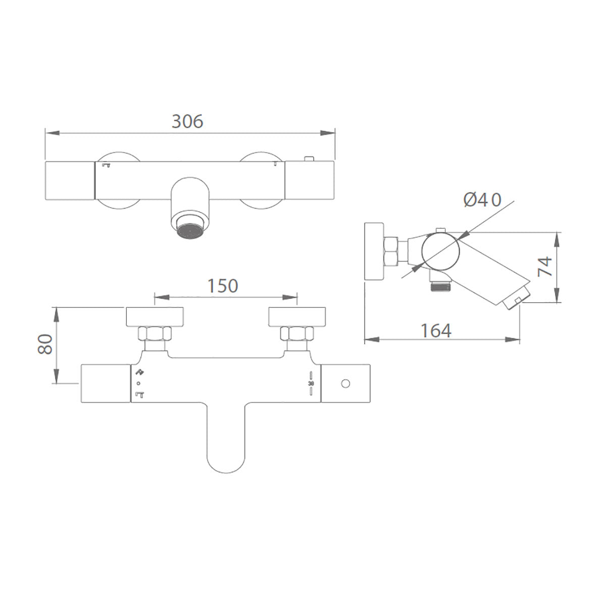 Badekararmatur Monza med håndbruser Krom