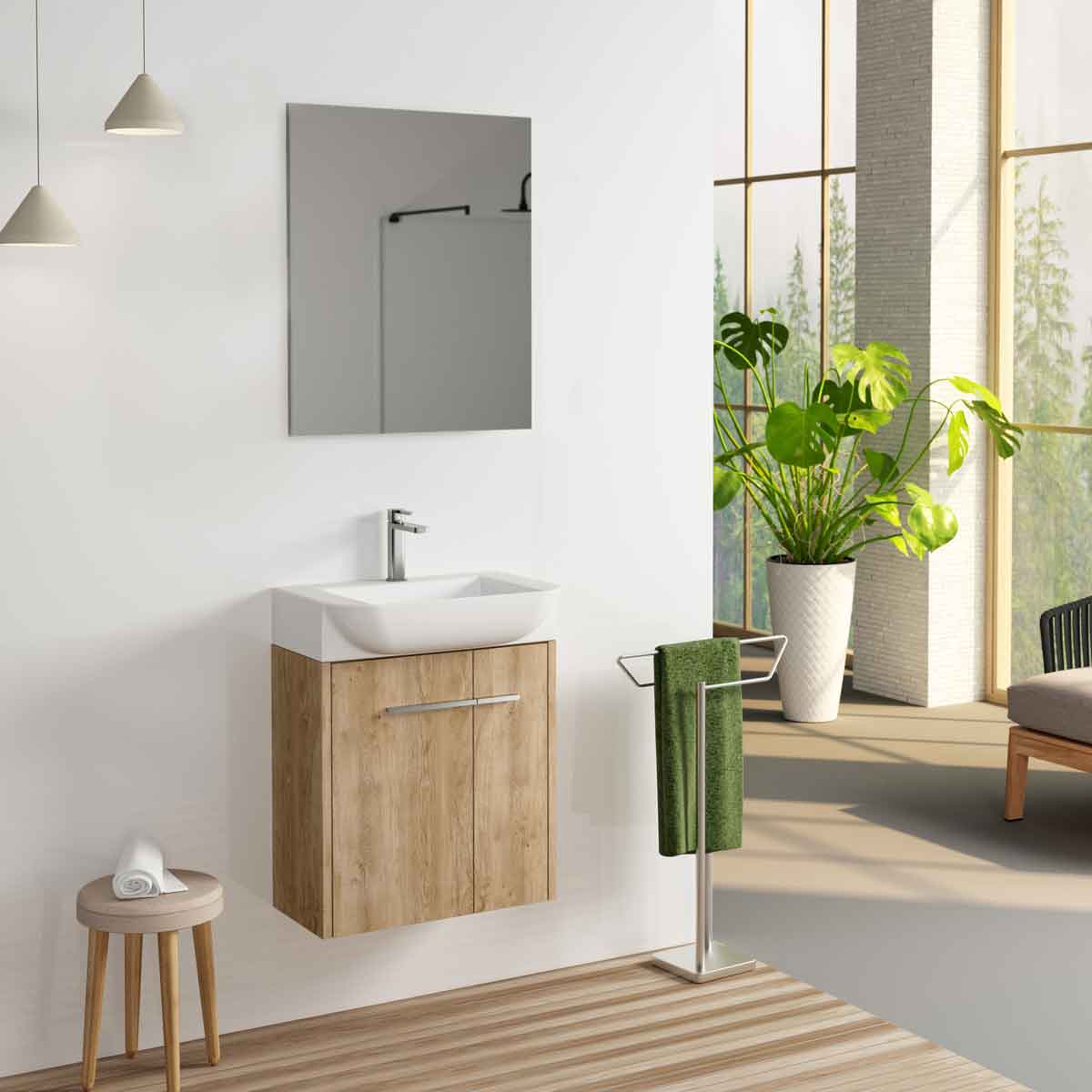 Prøve Badeværelsesmøbel Set Tenfors Kompakt 55 cm Eg