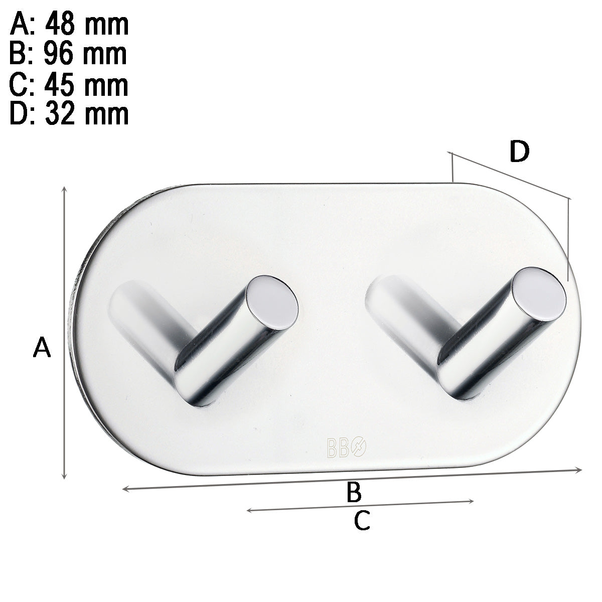 Dobbelkrog Smedbo Selvklæbende Rund Krom Blank