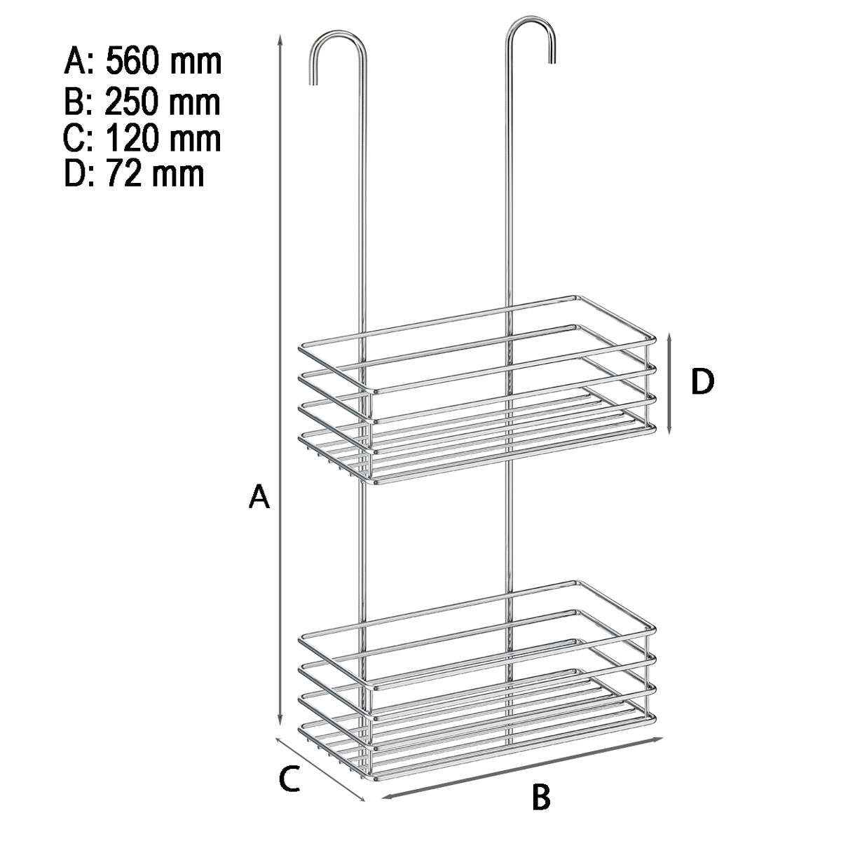 Brusekurv 2-plan Smedbo Krom Blank