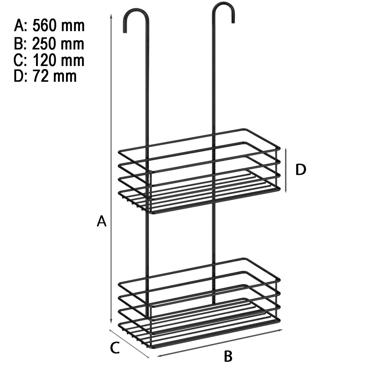 Brusekurv 2-plan Smedbo Sort Mat