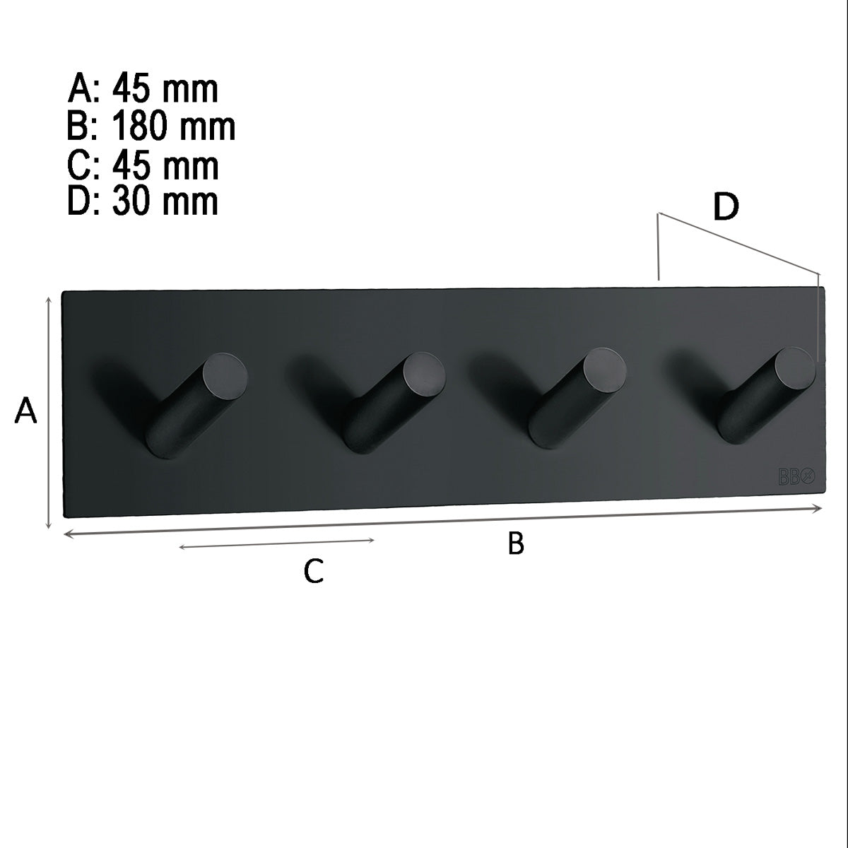 Firekrog Smedbo Selvklæbende Kantet Sort Mat