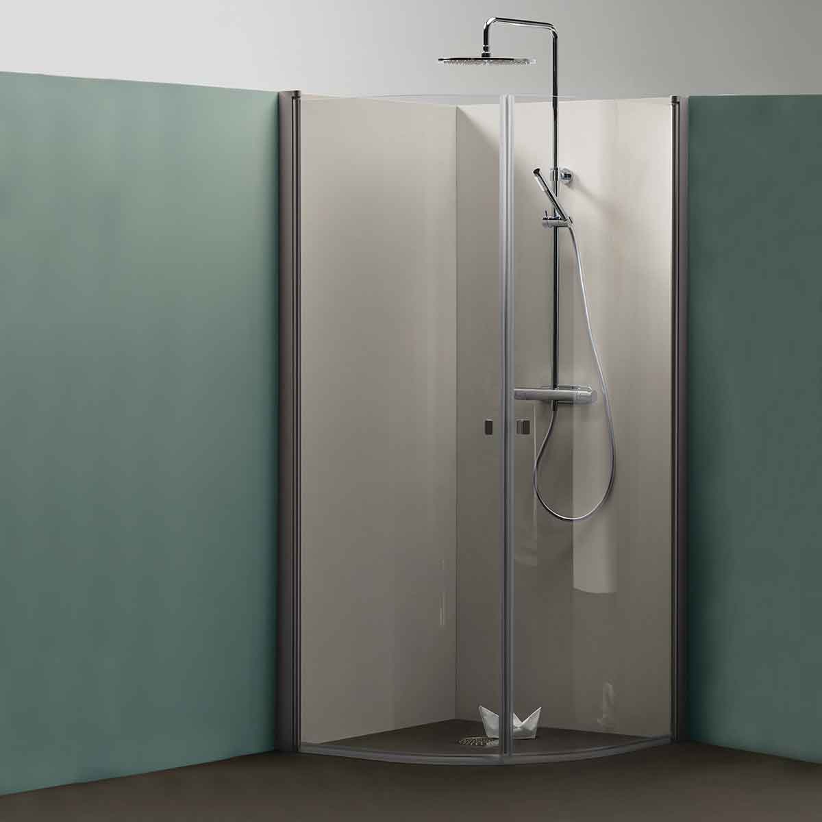 Brusehjørne Hafa Igloo Pro Buet 70x90 Klart glass Aluminium