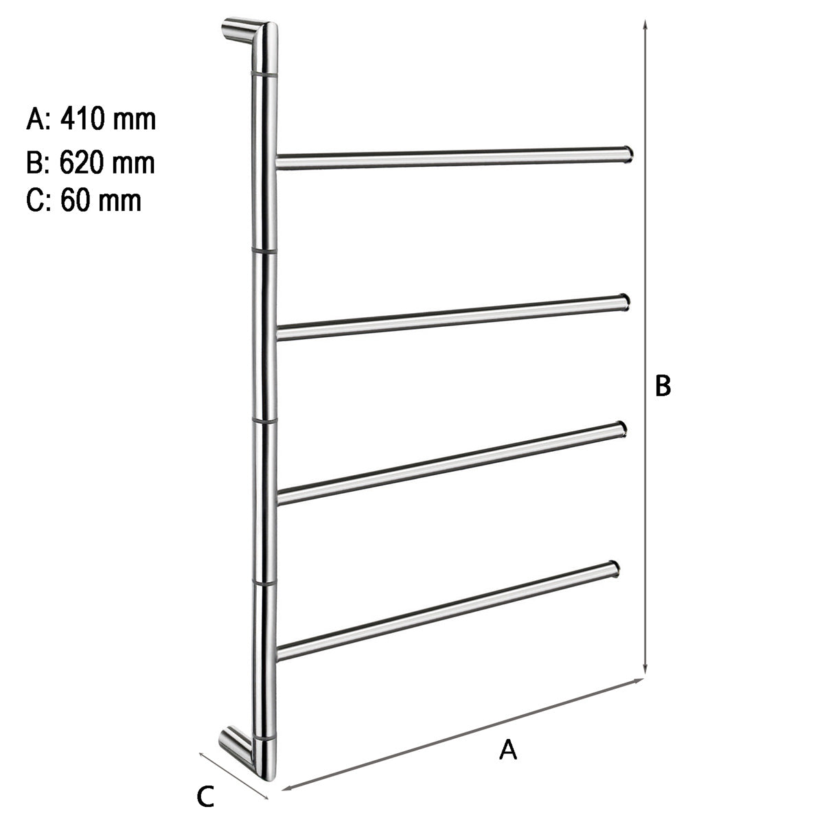 Håndklædestang Smedbo Outline, 4-armet, Rustfri Poleret