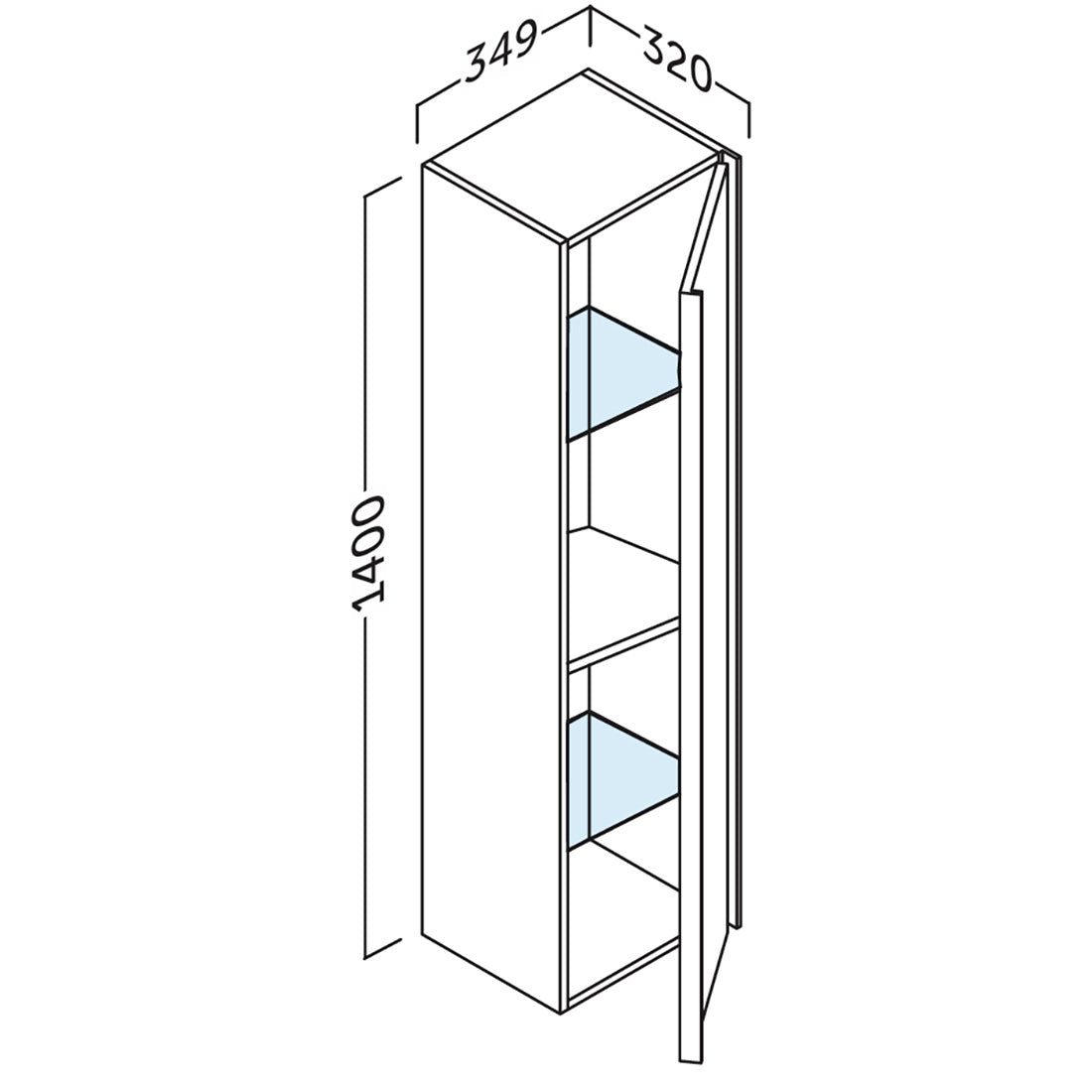 Badeværelsesskab Høj 35x140 cm Tenfors Nordlig Hvid Mat