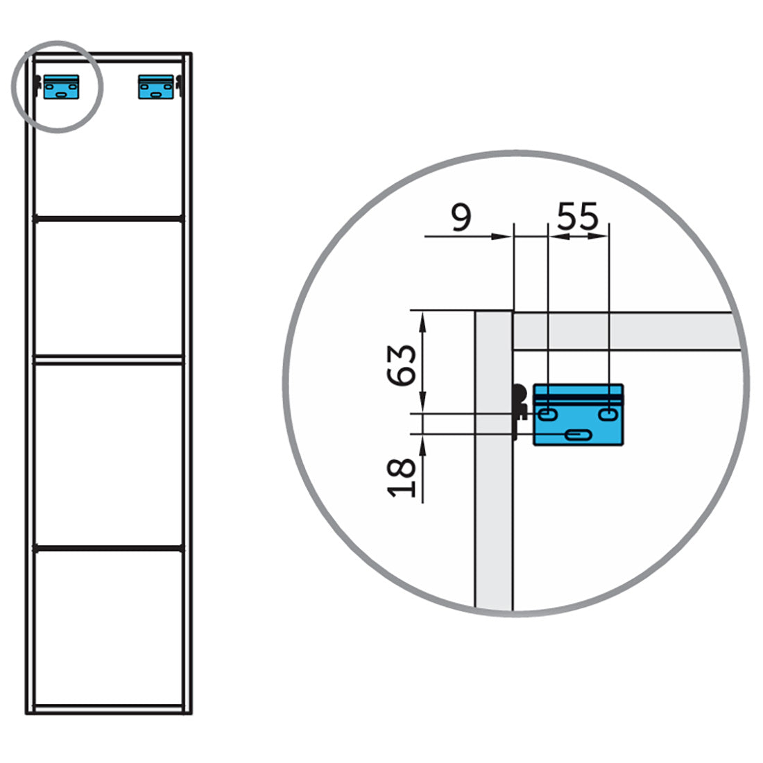 Badeværelsesskab Høj 35x140 cm Tenfors Nordlig Hvid Mat