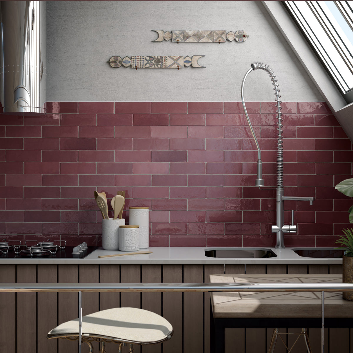 Provbit Kakel Creativa Burgundy Blank 6,5x20