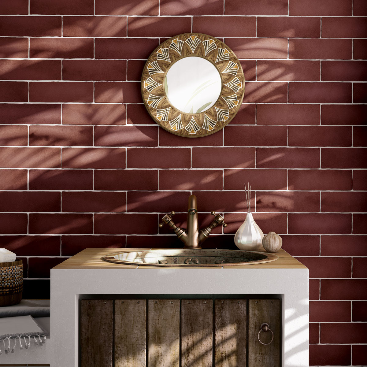 Prøve Vægflise Magma Burgundy Mat 6,5x20