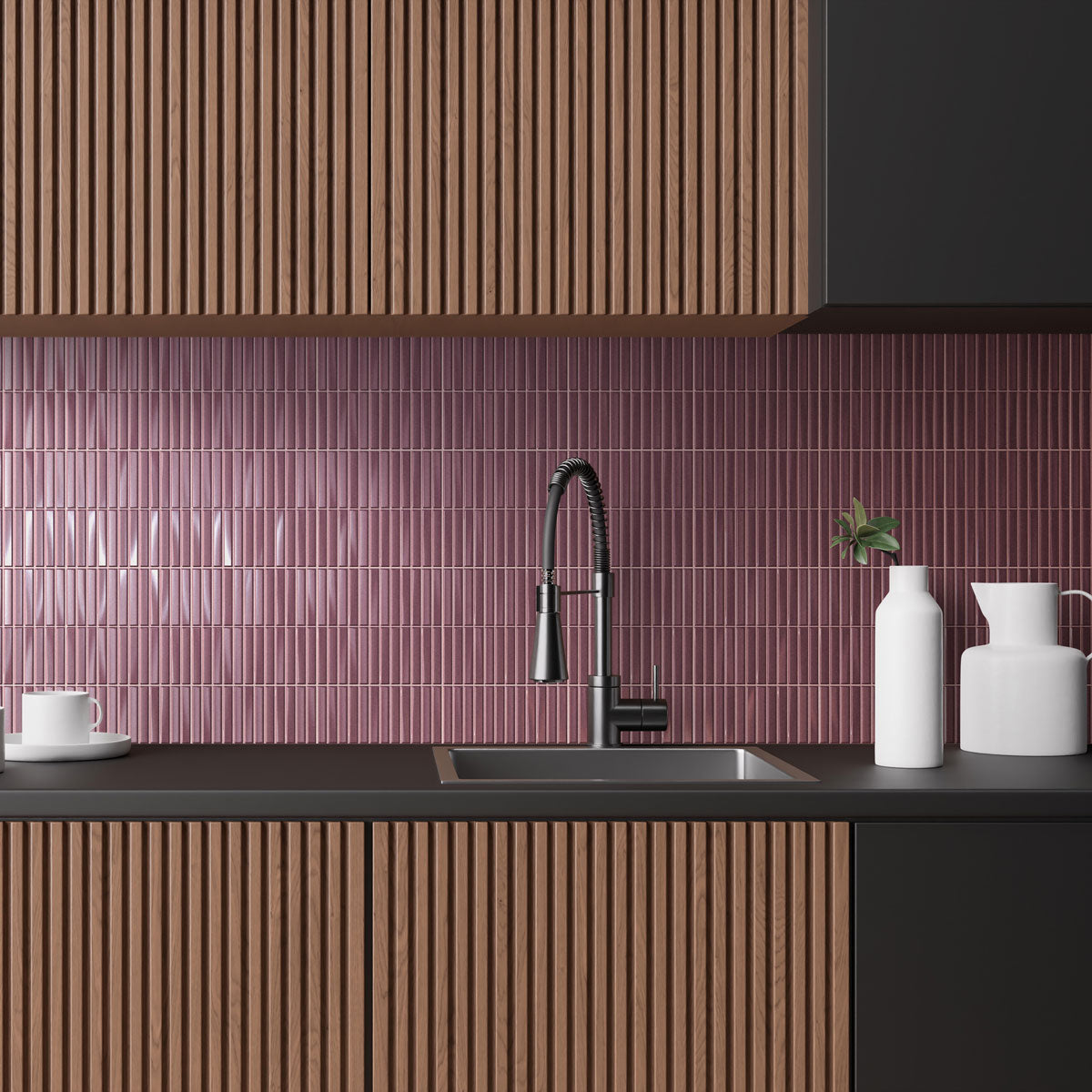 Vægflise Melody Bordeaux Blank 20x20