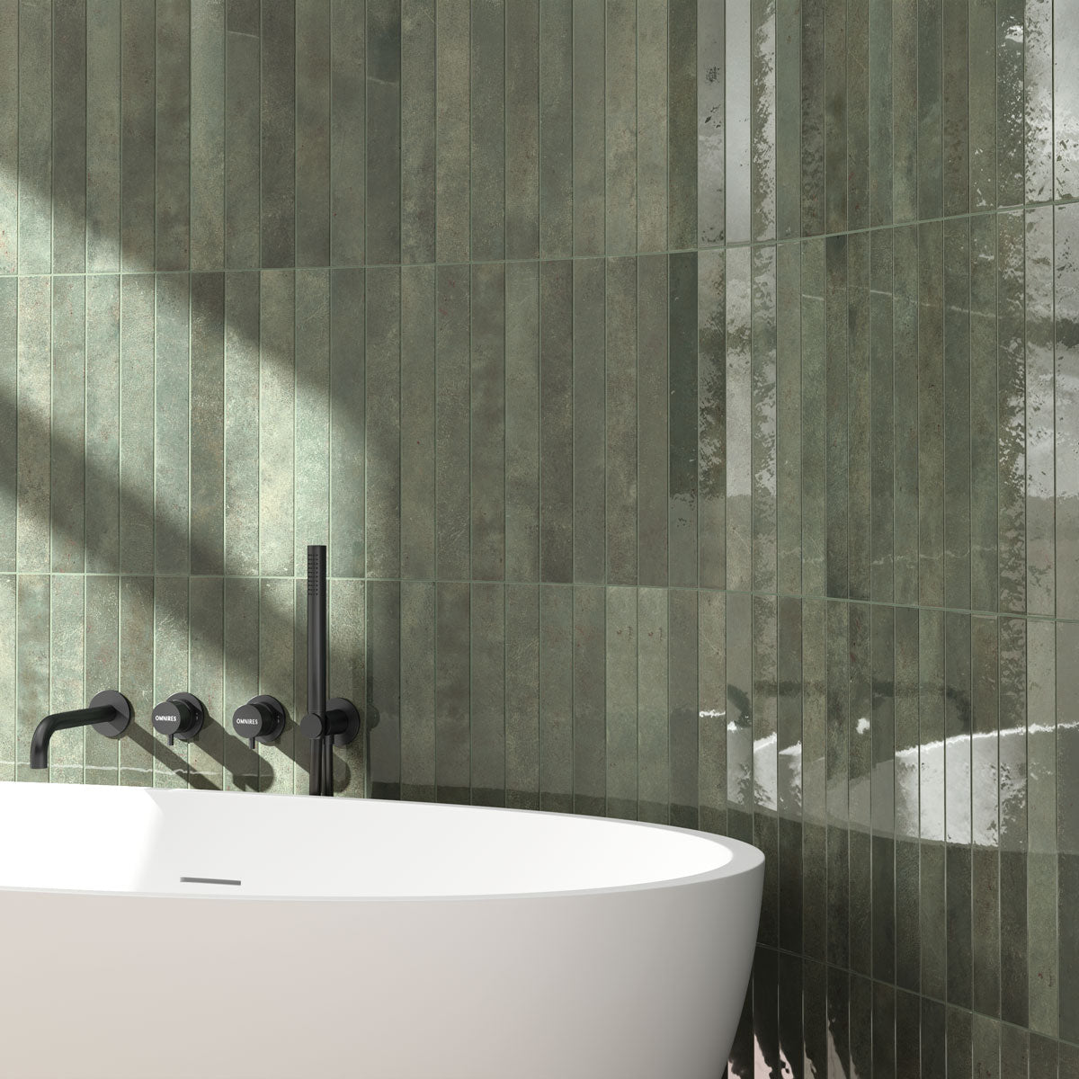 Prøve Vægflise Vertikale Oakmoss Blank 5x40
