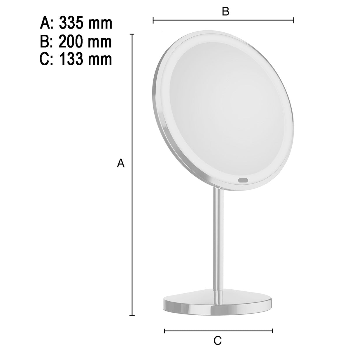 Makeupspejl Smedbo Glow Fritstående LED Krom Blank