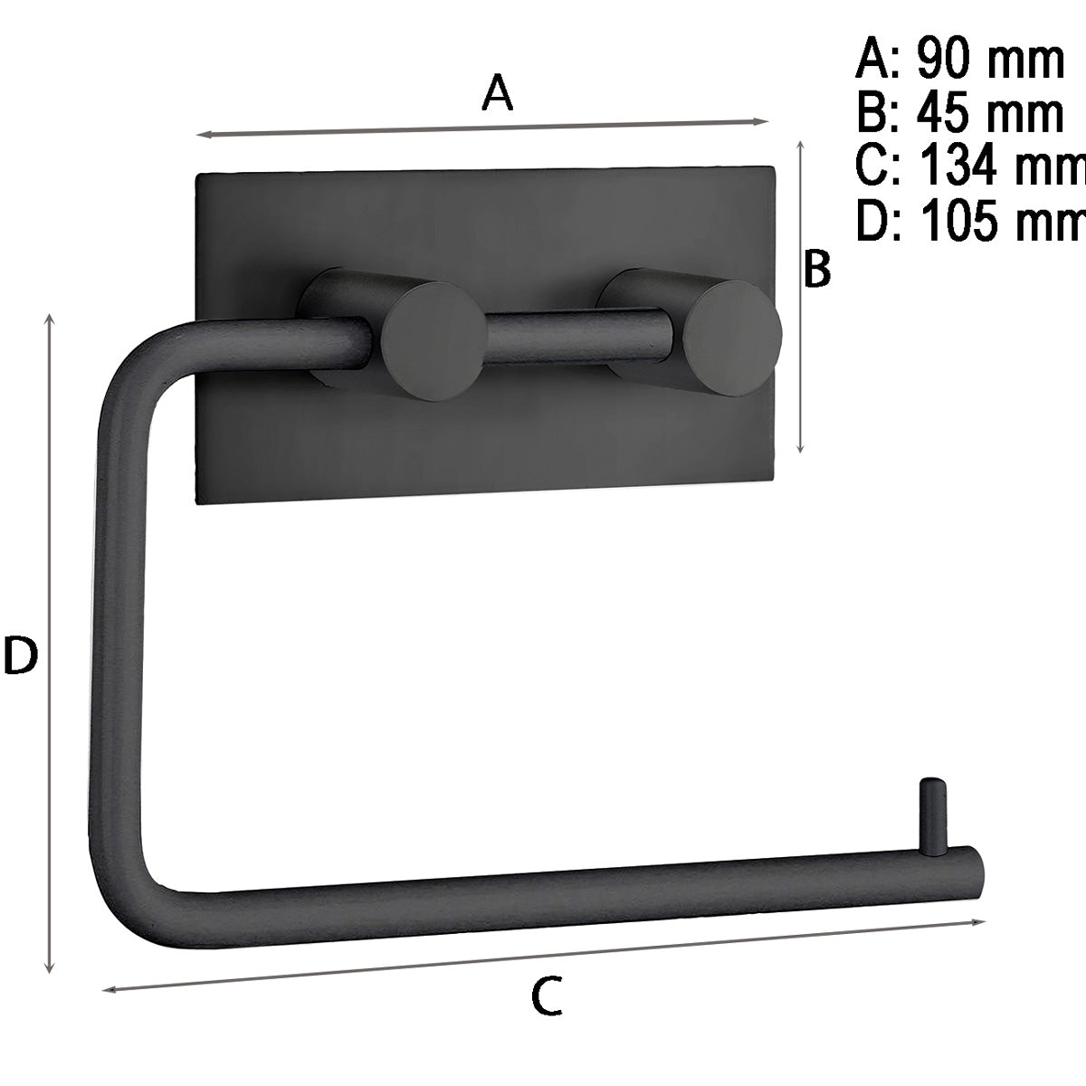 Toiletpapirholder Smedbo Selvklæbende Kantet Sort Mat