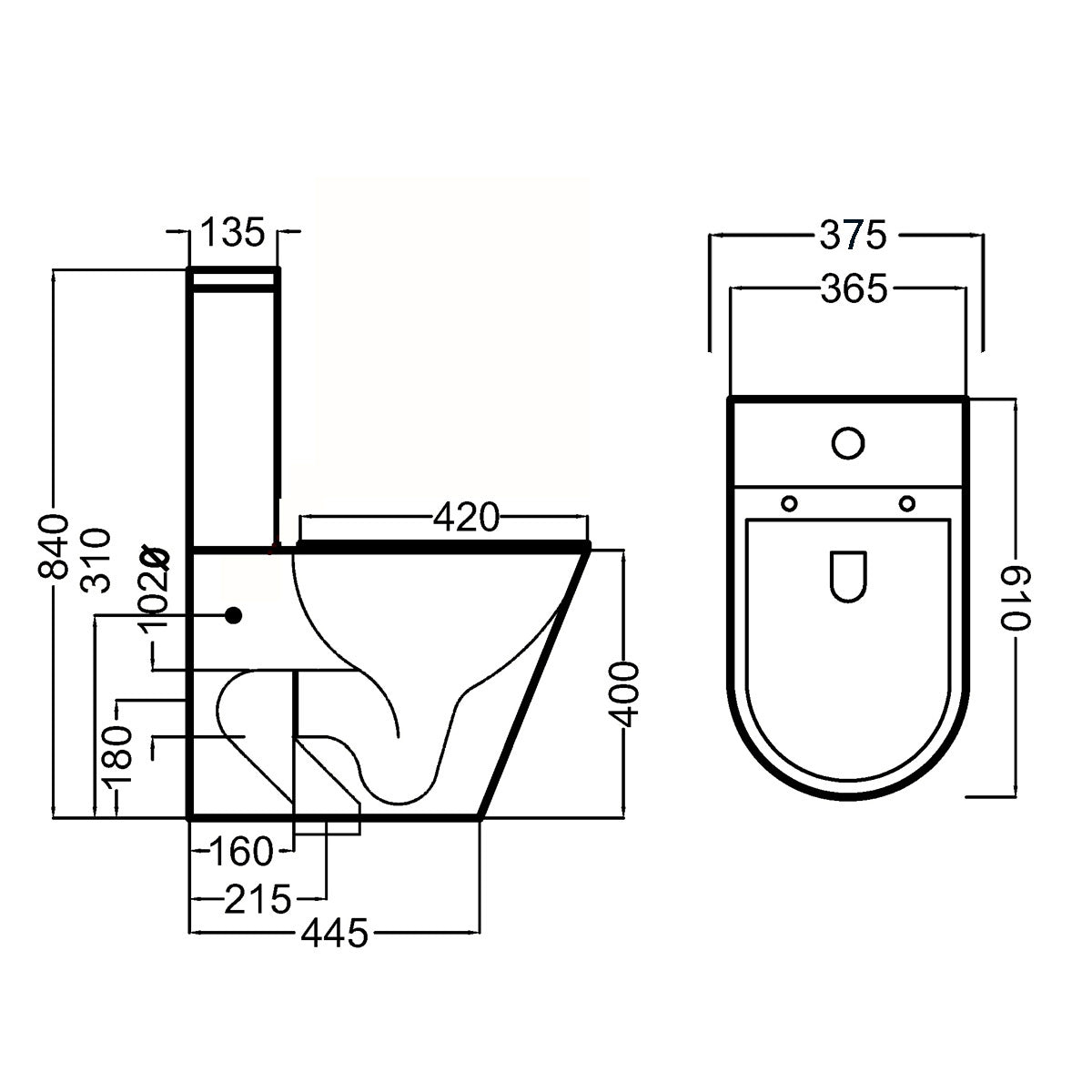 Toiletstol Tenfors Sanitario Sort Mat