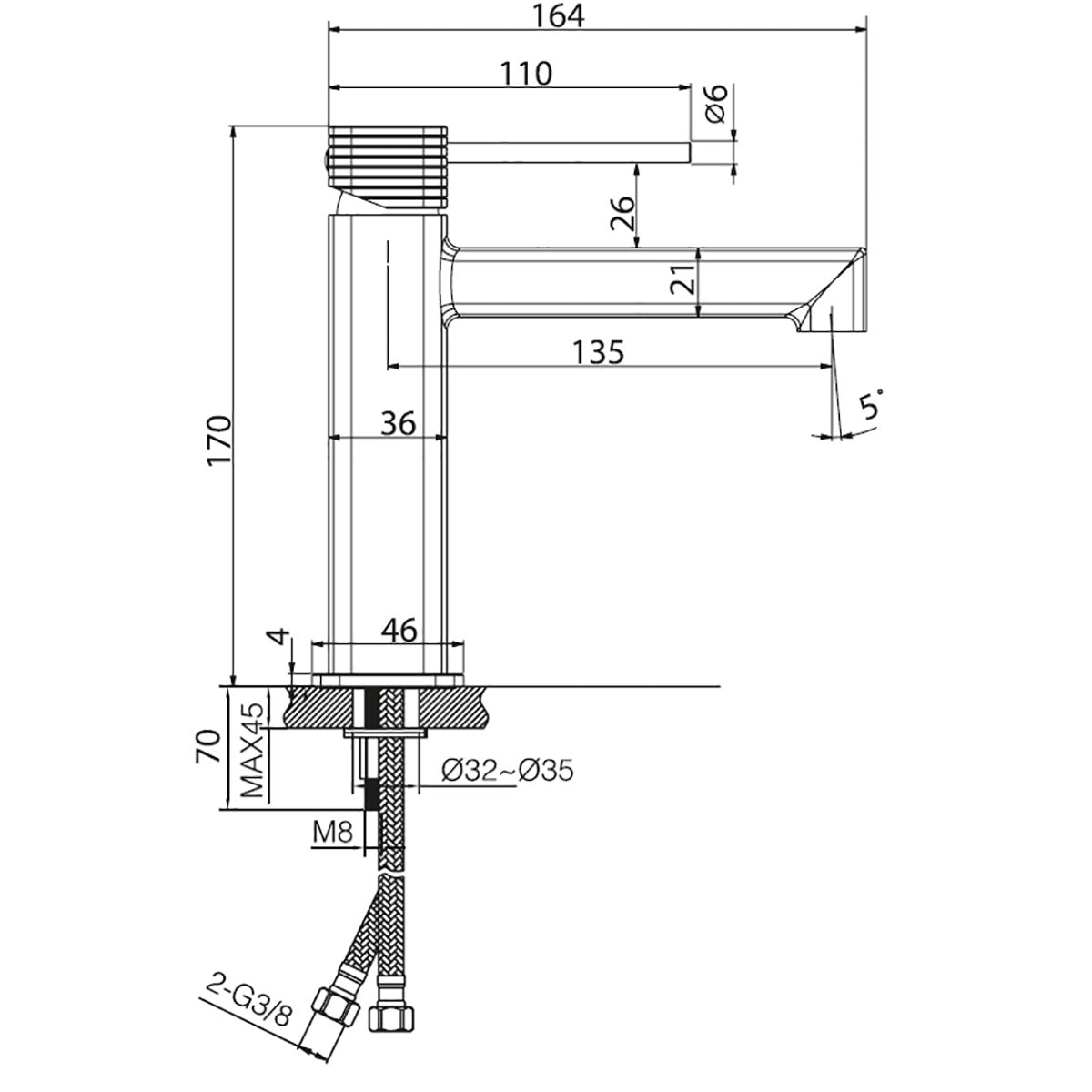 Håndvaskbatteri Firenze Lav Krom