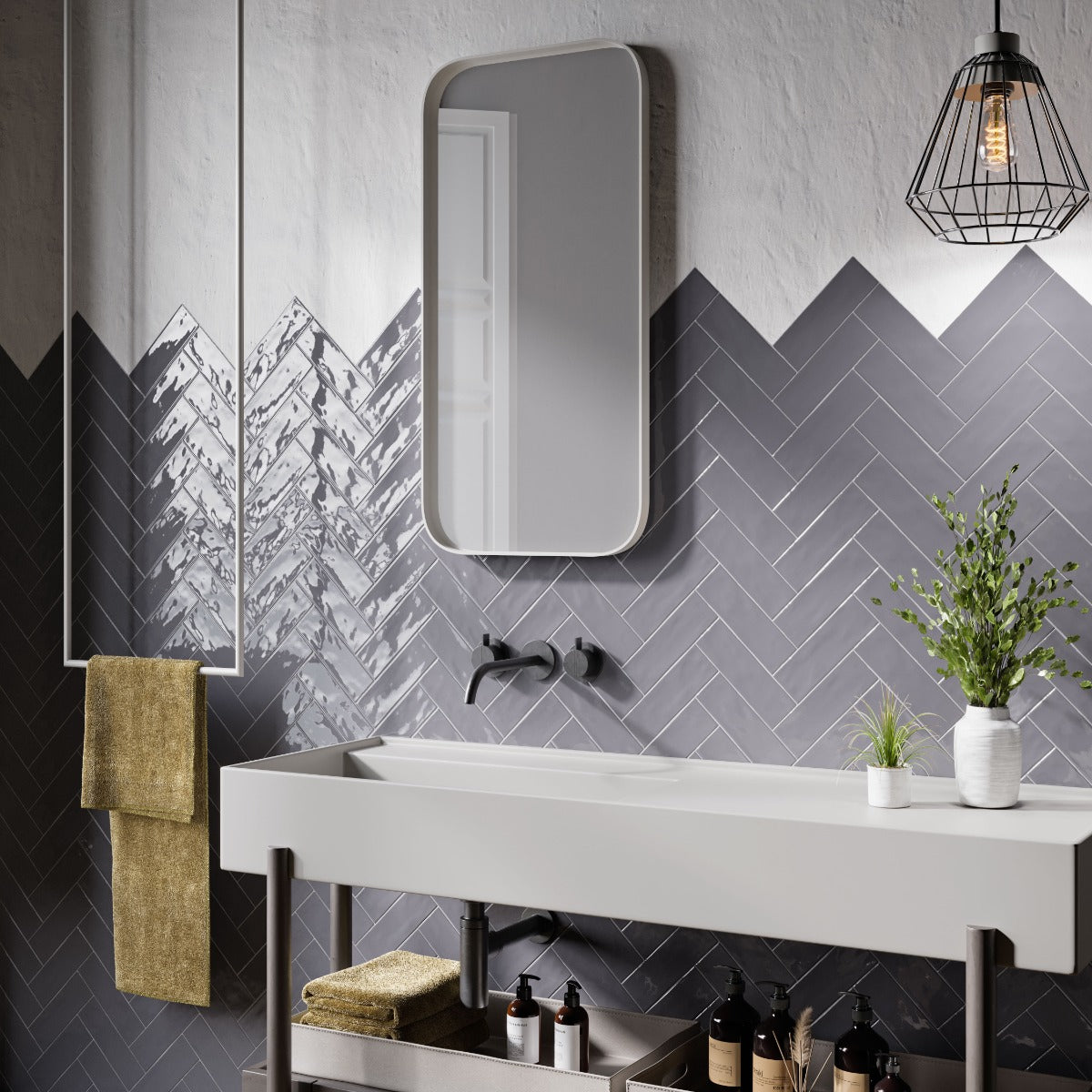 Vægflise Lineo Grey Blank 6,5x20