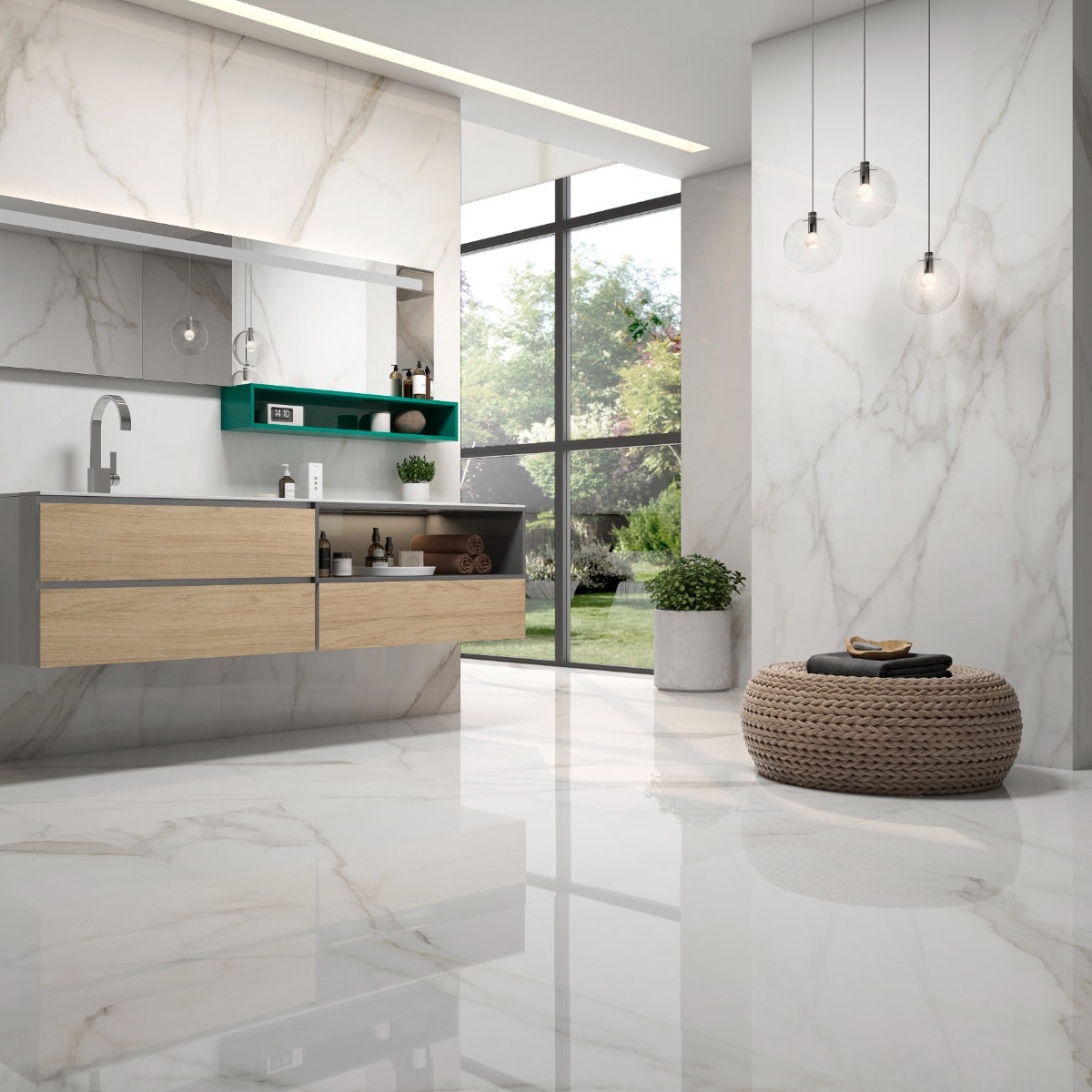 Klinker Tholos White Blank Marmor 120x120