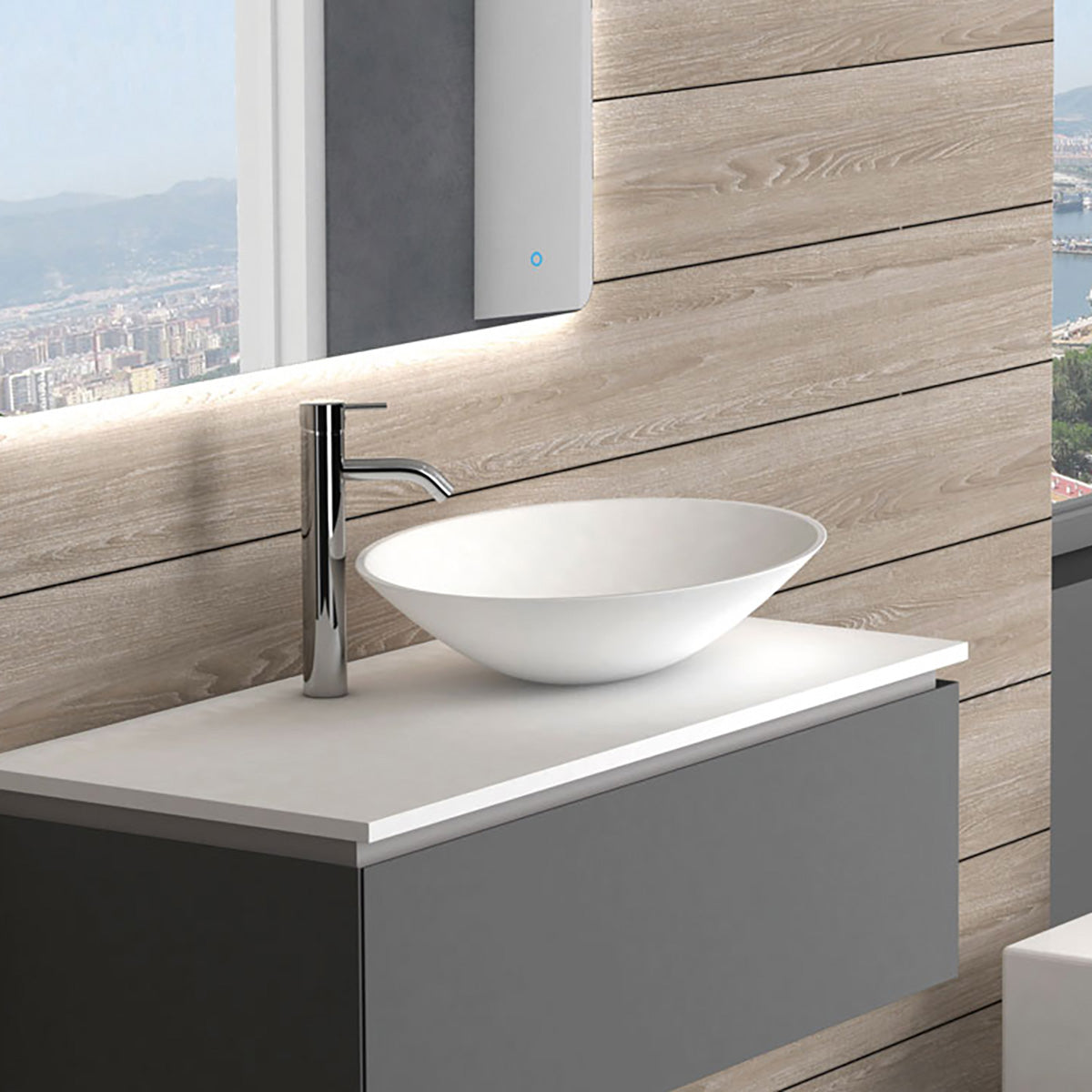 Bänkskiva Solid Surface Tenfors 100x45 cm Vit Matt