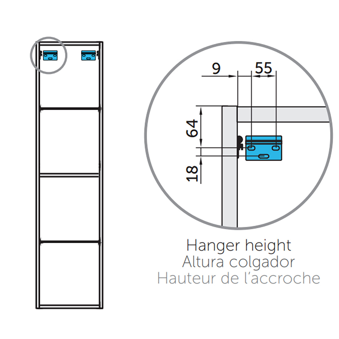 Badeværelsesskab Høj 35x140 cm Tenfors Viken Hvid Mat