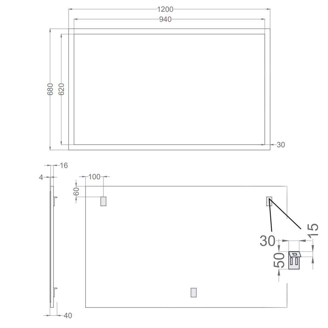 Badeværelsesspejl 120x68 cm Tenfors Allmoge Vit Matt