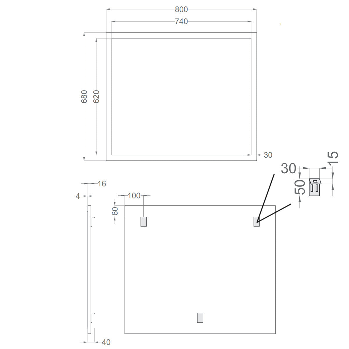 Badeværelsesspejl 80x68 cm Tenfors Allmoge Marin Blå