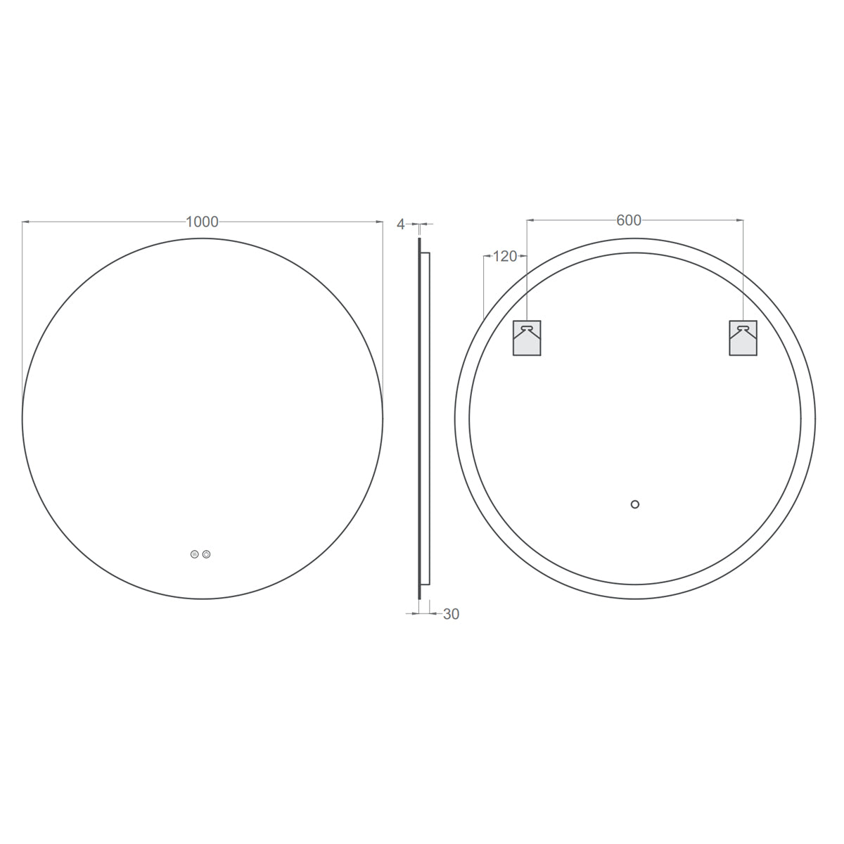 Badeværelsesspejl Rund Dugfri LED 100 cm Tenfors Verona