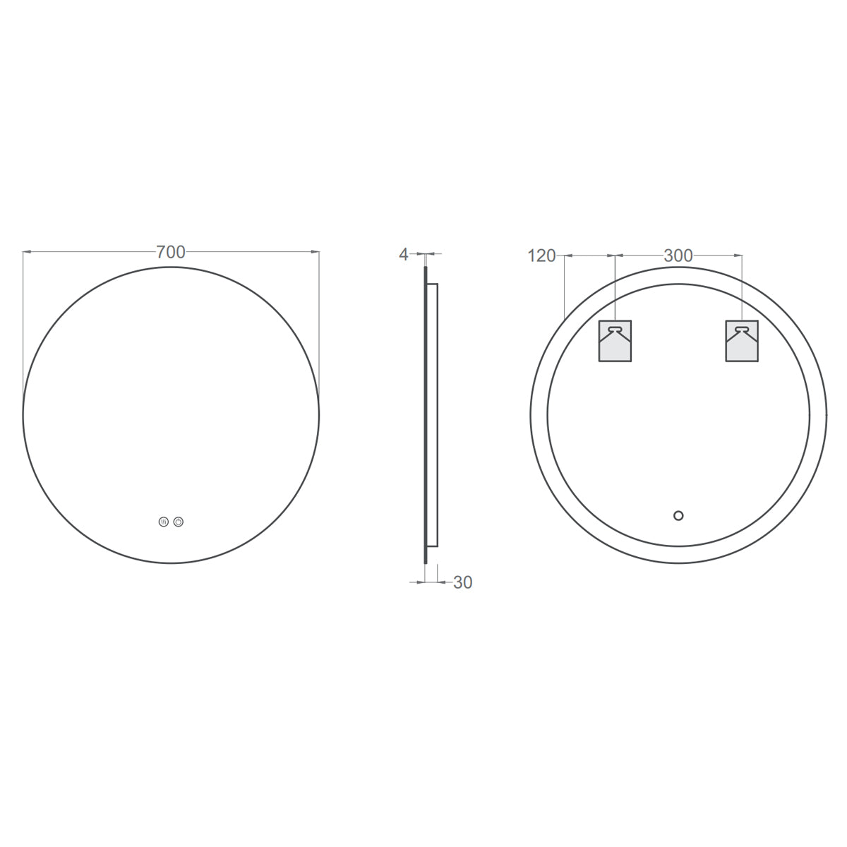 Badeværelsesspejl Rund Dugfri LED 70 cm Tenfors Verona