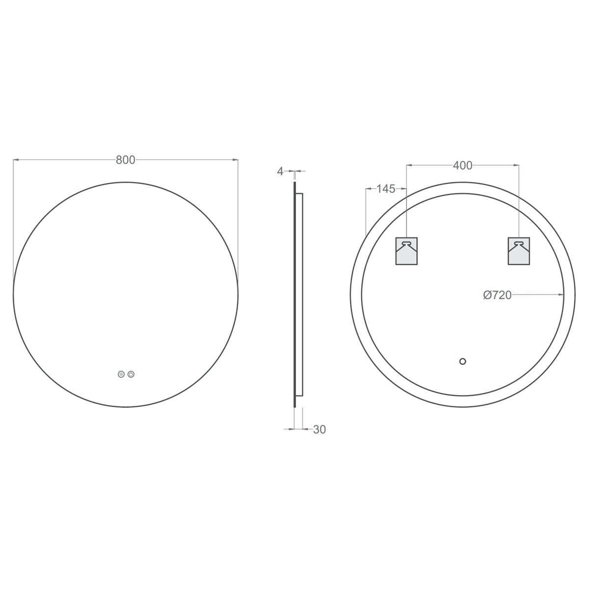 Badeværelsesspejl Rund Dugfri LED 80 cm Tenfors Verona