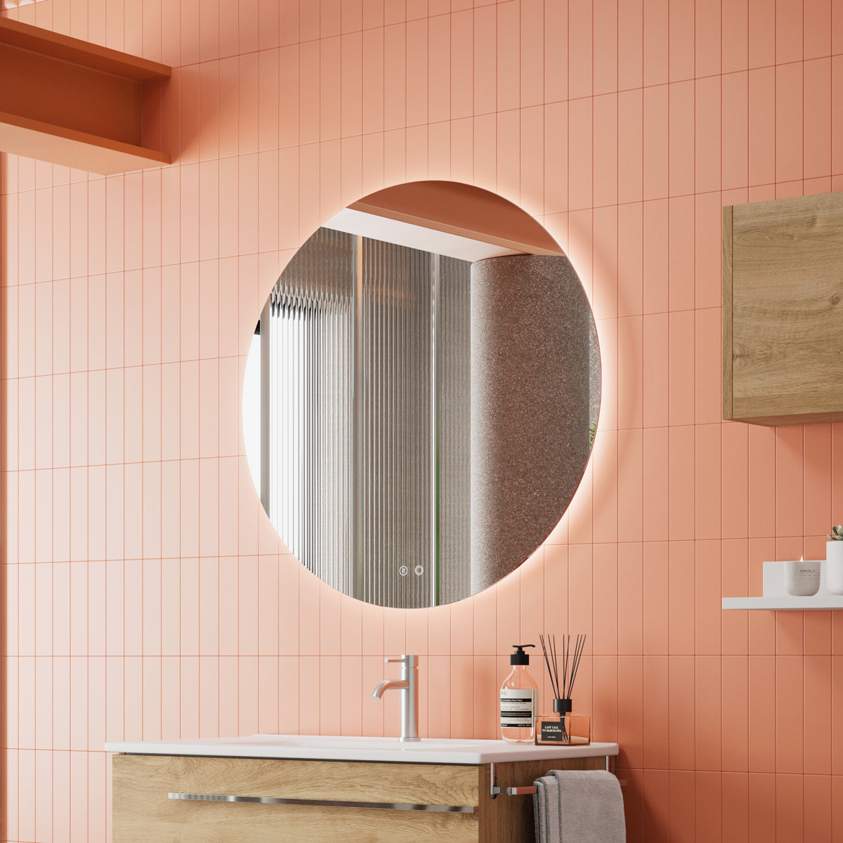 Badeværelsesspejl Rund Dugfri LED 80 cm Tenfors Verona