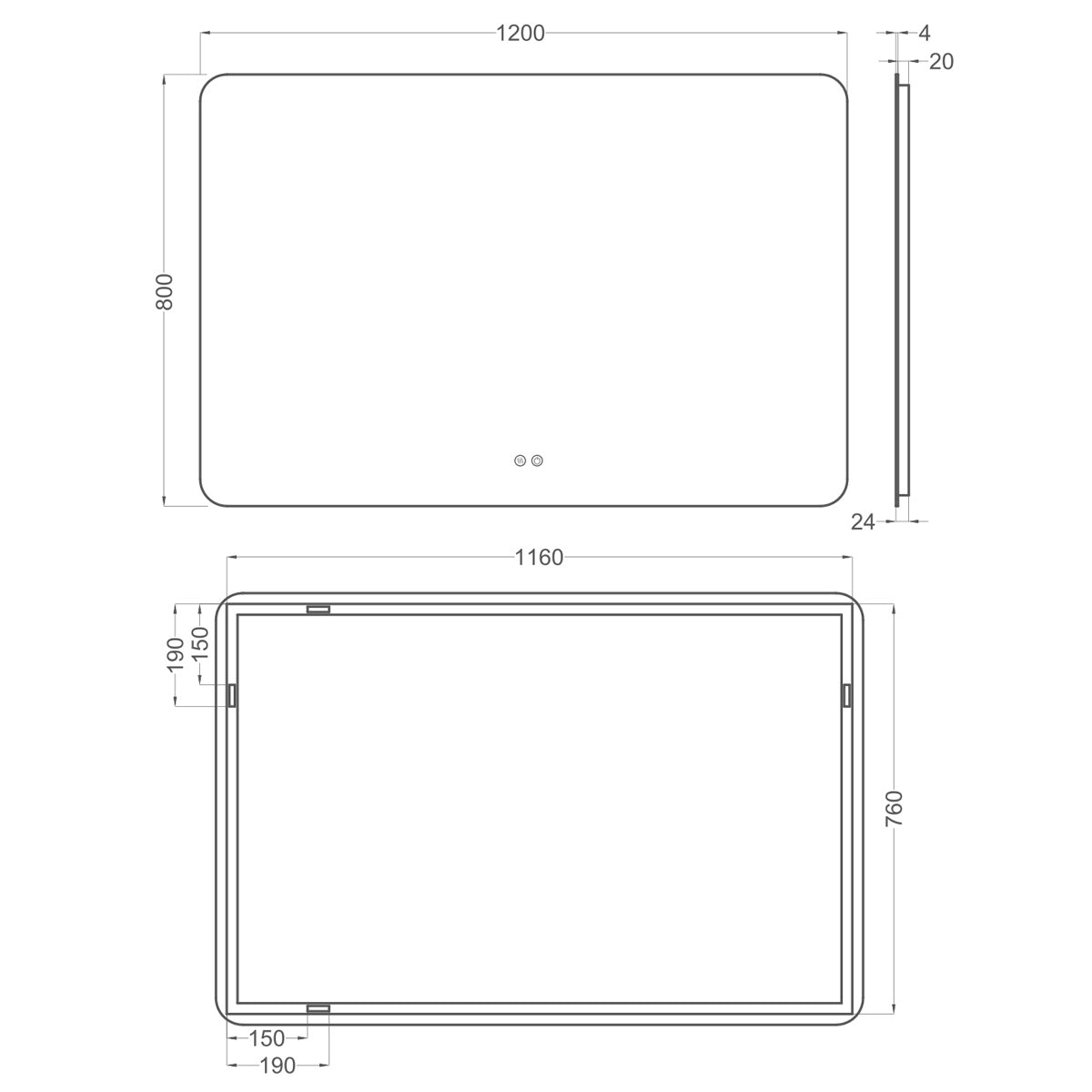 Badeværelsesspejl Dugfri LED 120x80 cm Tenfors Verona
