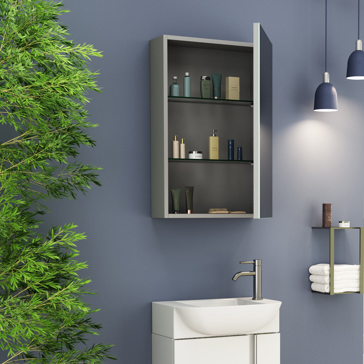 Spejlskab Badeværelse 45x70 cm Tenfors Ellen Grå Mat