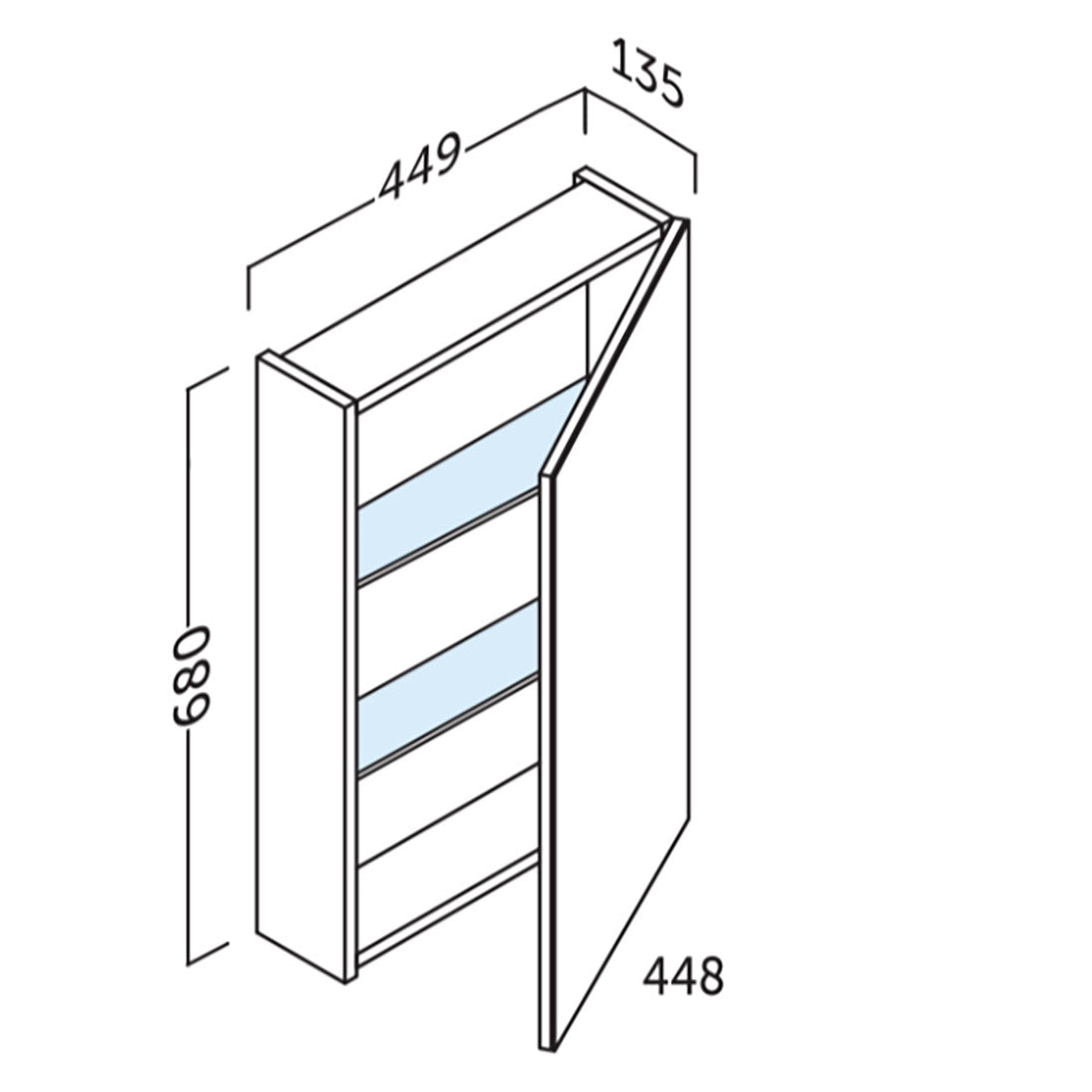Spejlskab Badeværelse 45x70 cm Tenfors Ellen Grå Mat