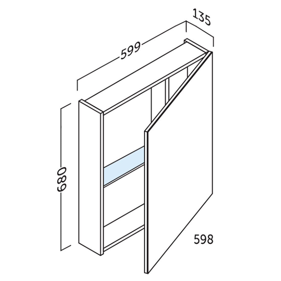 Spejlskap Badeværelse 60x70 cm Tenfors Ellen Grå Mat
