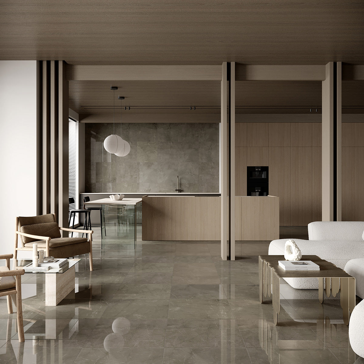 Klinker Belizza Warm Grey Marmor Blank 60x60