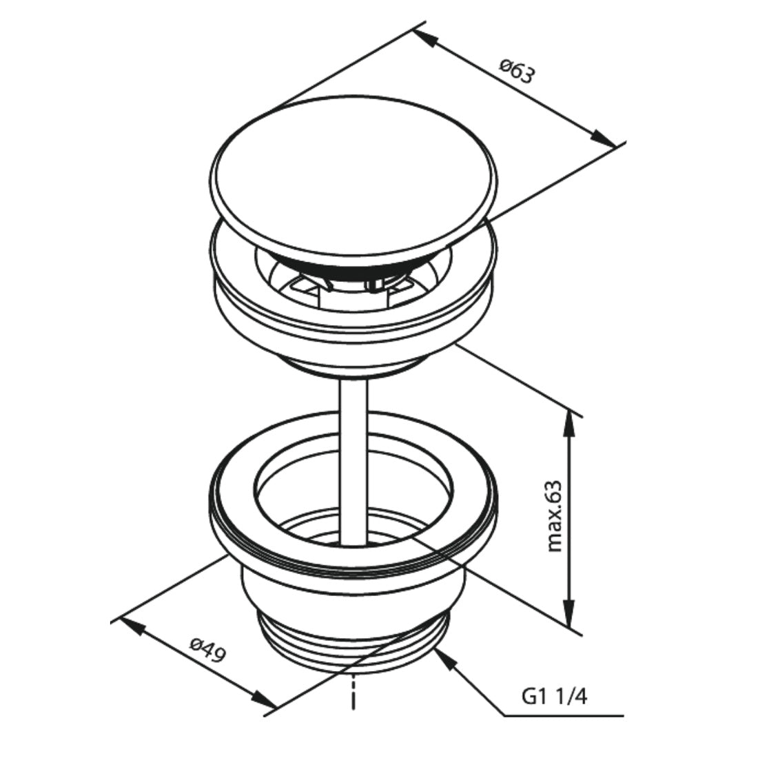 Bundventil Damixa Pop-Up Krom