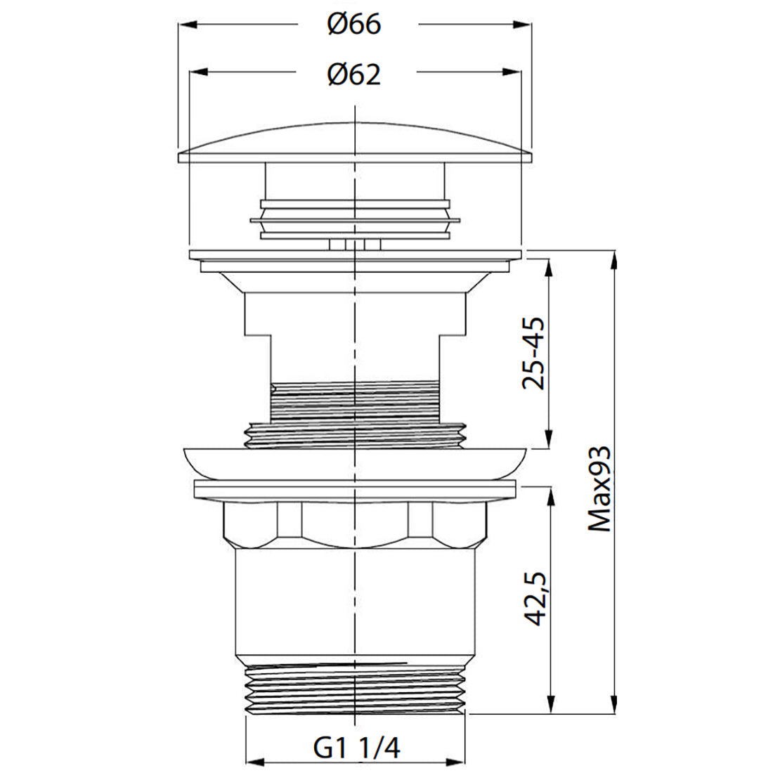 Bundventil Hafa Pop-Up Sort til overløb
