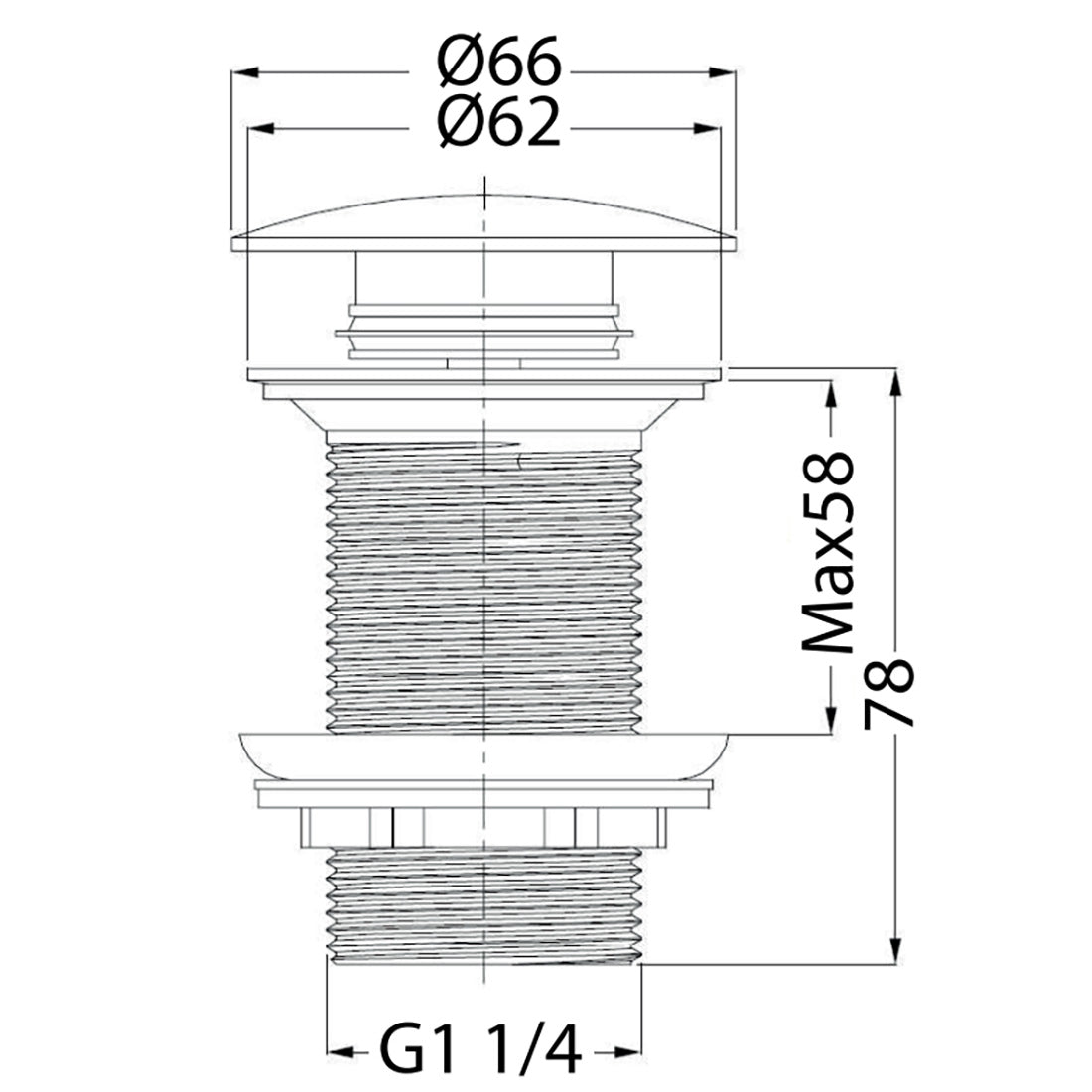 Bundventil Hafa Pop-Up Sort uden overløb