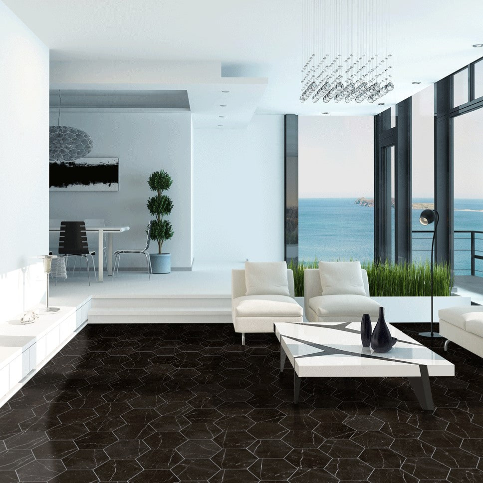 Klinker Hexagon Marquina Marmor 22,5x25,9