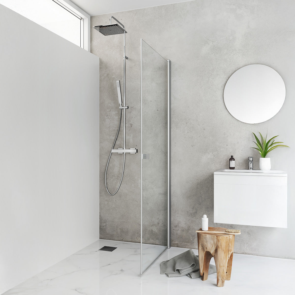 Brusedør Hafa Igloo Pro Lige 90 Klart glas Aluminium 2-pak