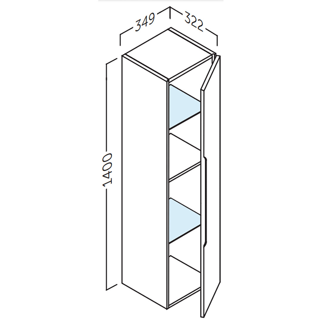 Badeværelsesskab Høj 35x140 cm Tenfors Sahara Sort Mat