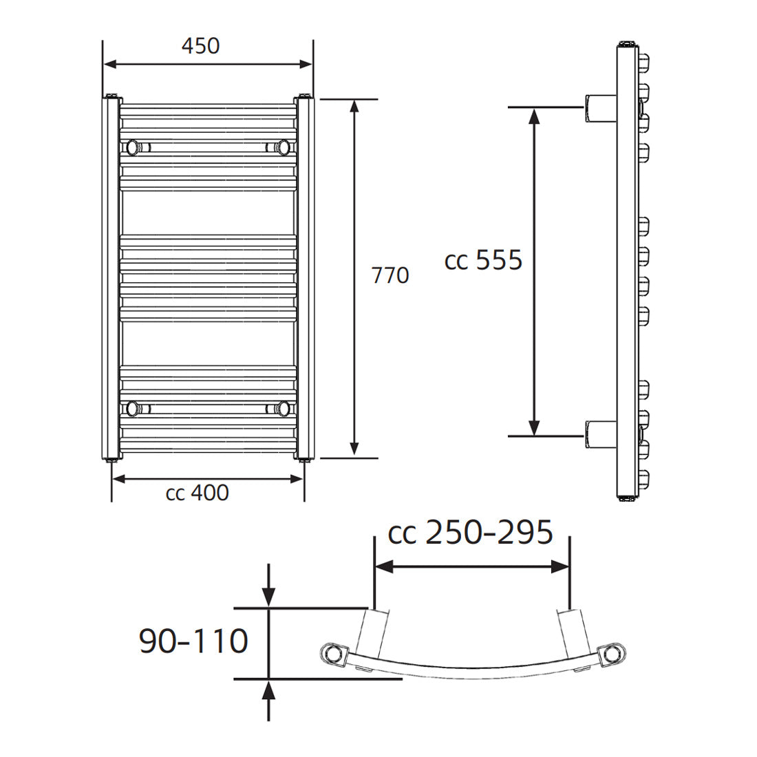 Håndklædetørrer Hafa Ellips Krom 770x450
