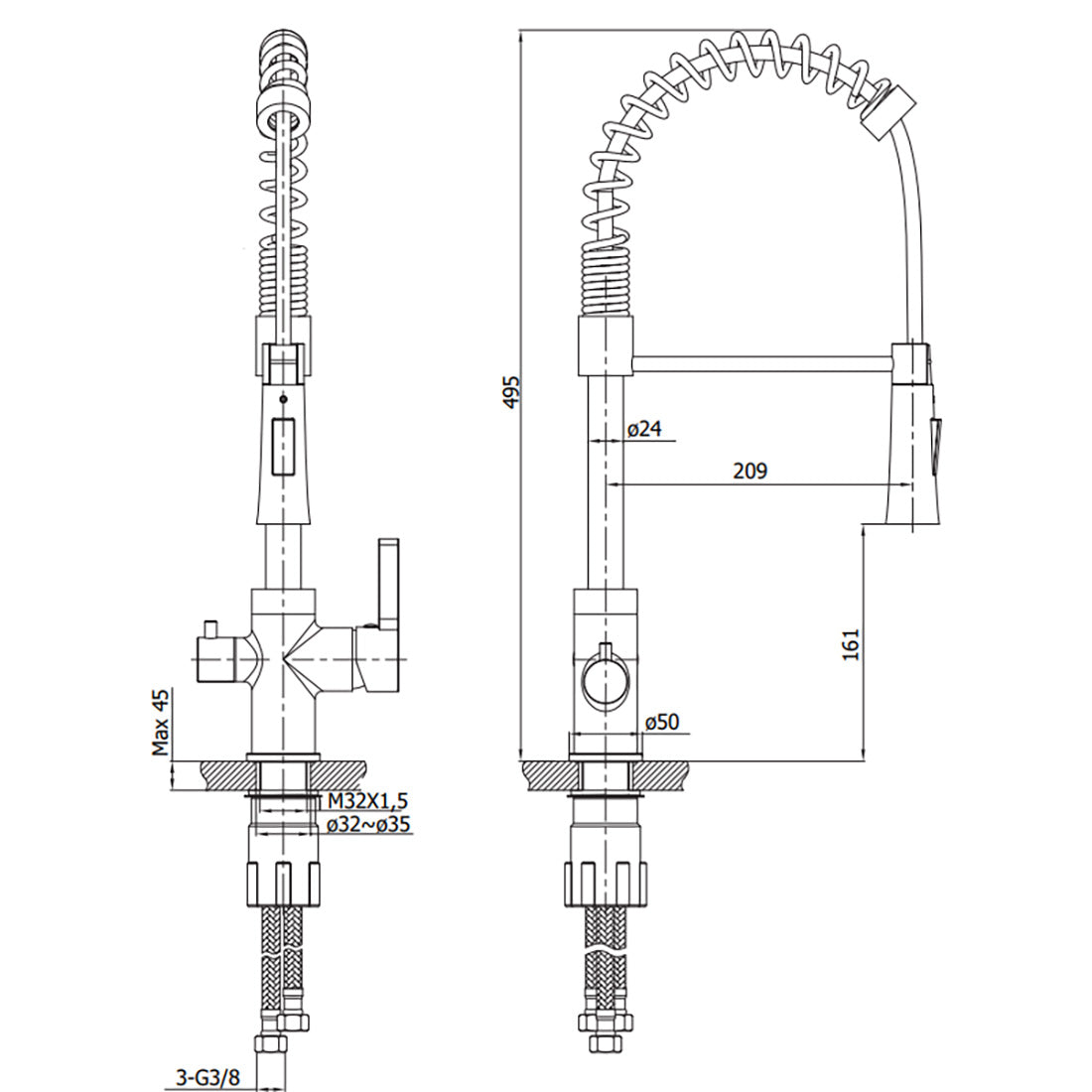 Køkkenarmatur Hafa Dine Krom med Lukning