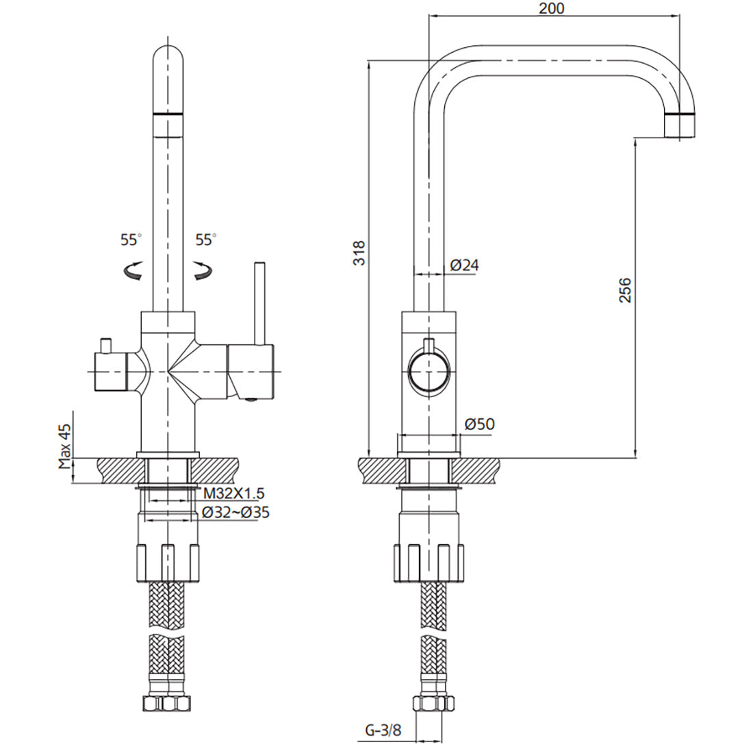 Køkkenarmatur Hafa Stand Sort med Lukning