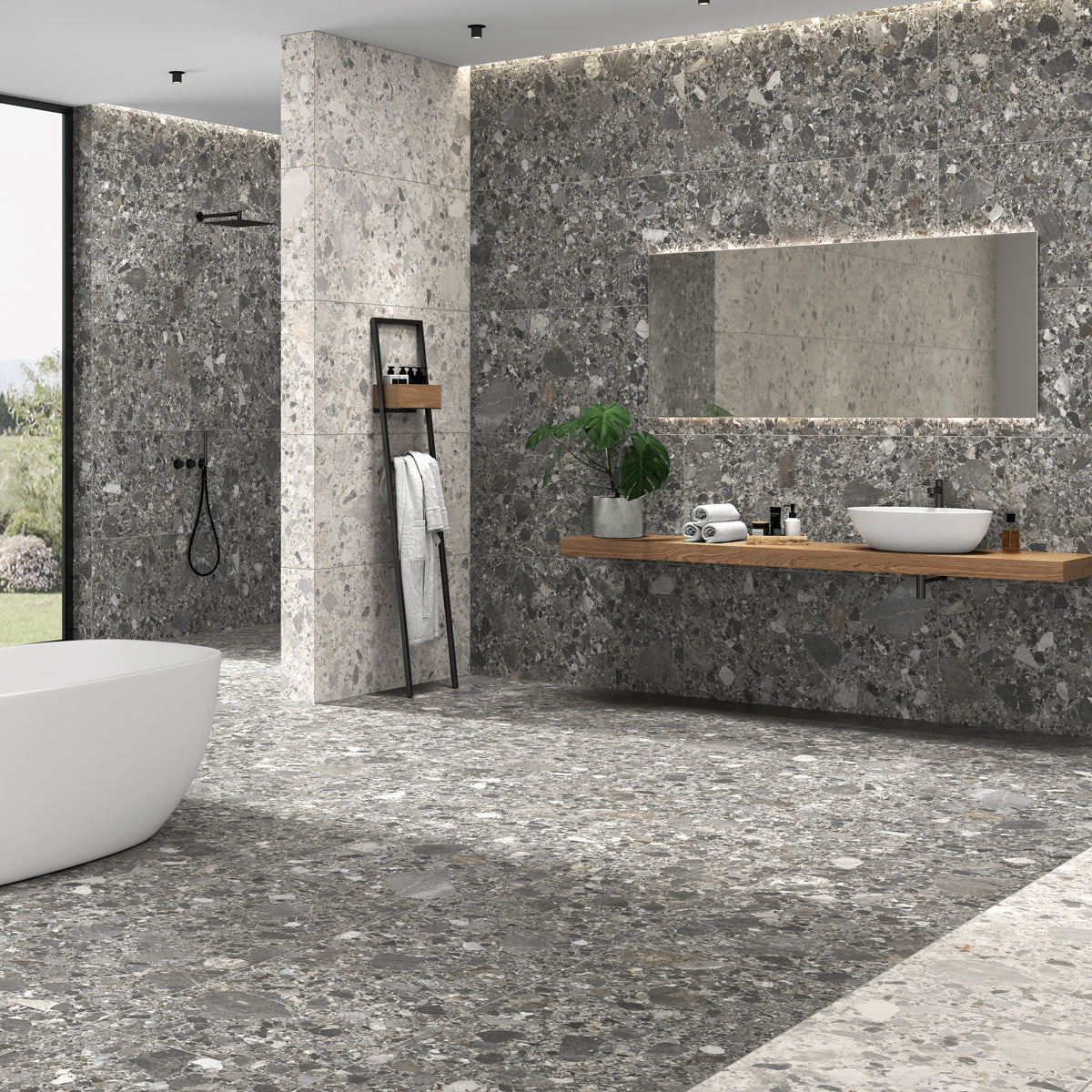 Klinker Inlay Terrazzo Graphite Matt 60x120