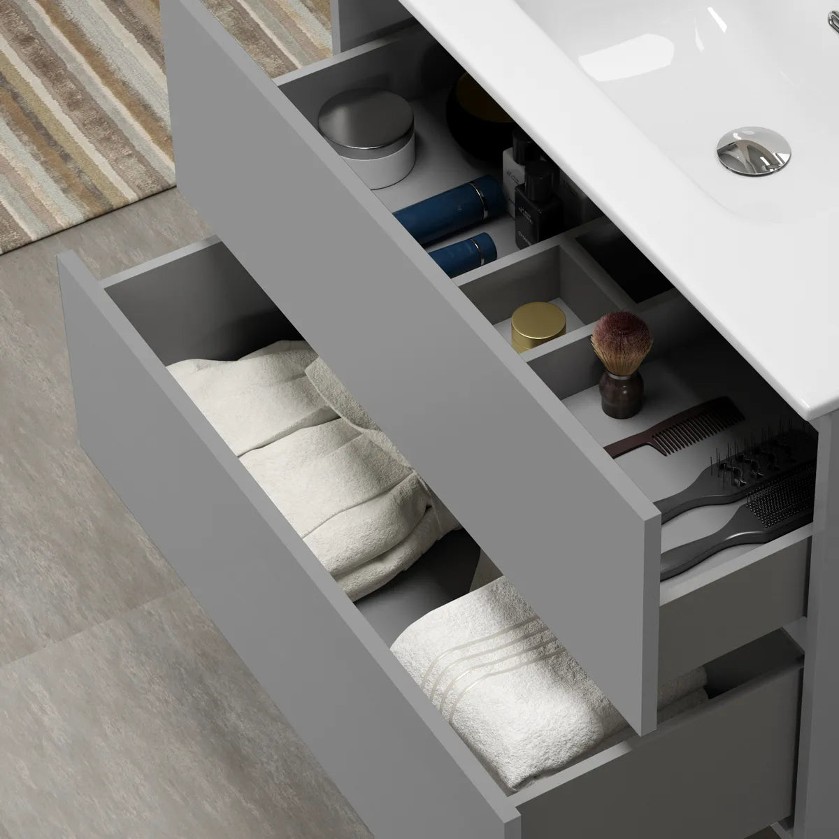 Kommode & Håndvask 120 cm Tenfors Viken Grå Mat 4 skuffer