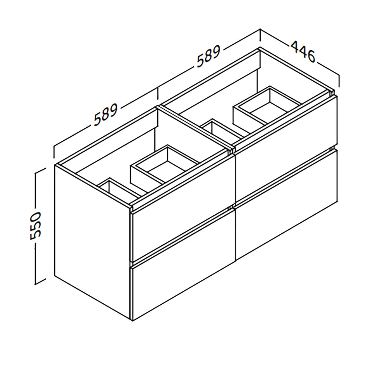 Kommode & Håndvask 120 cm Tenfors Viken Grå Mat 4 skuffer