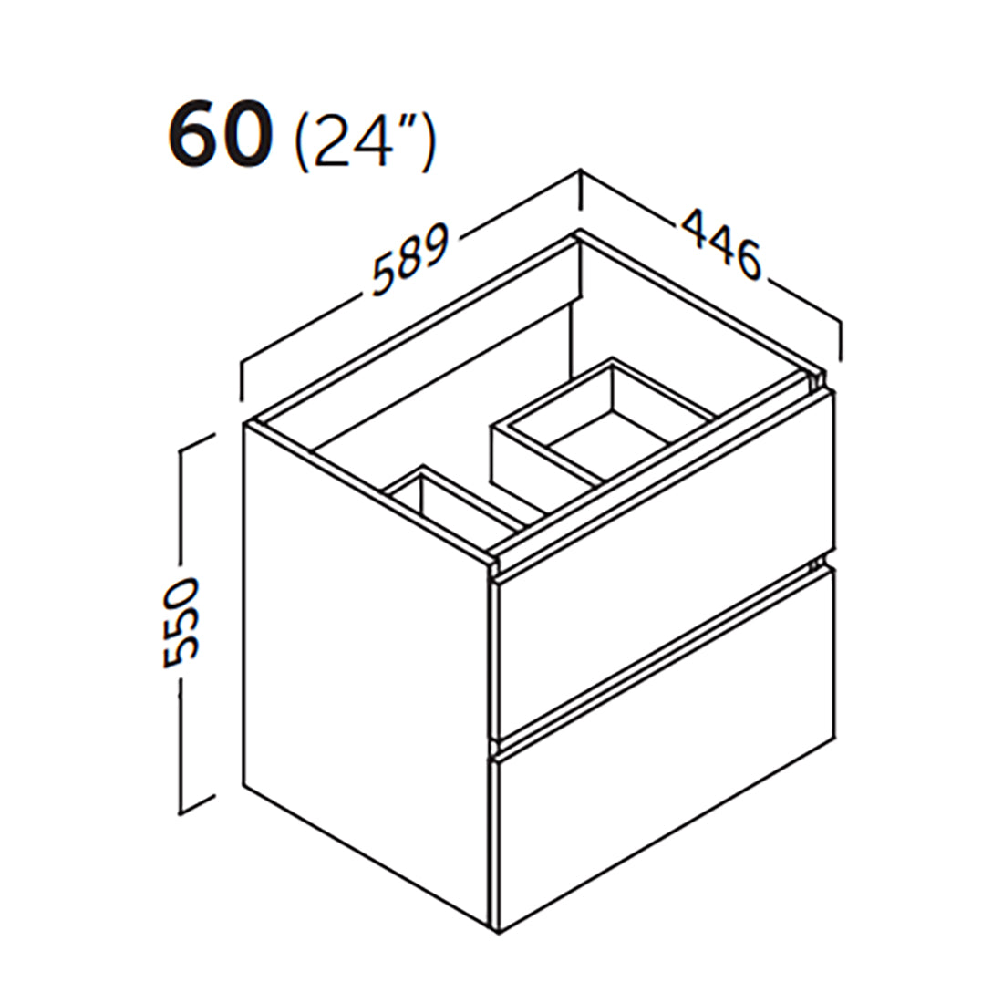 Kommode & Håndvask 60 cm Tenfors Viken Sort Mat