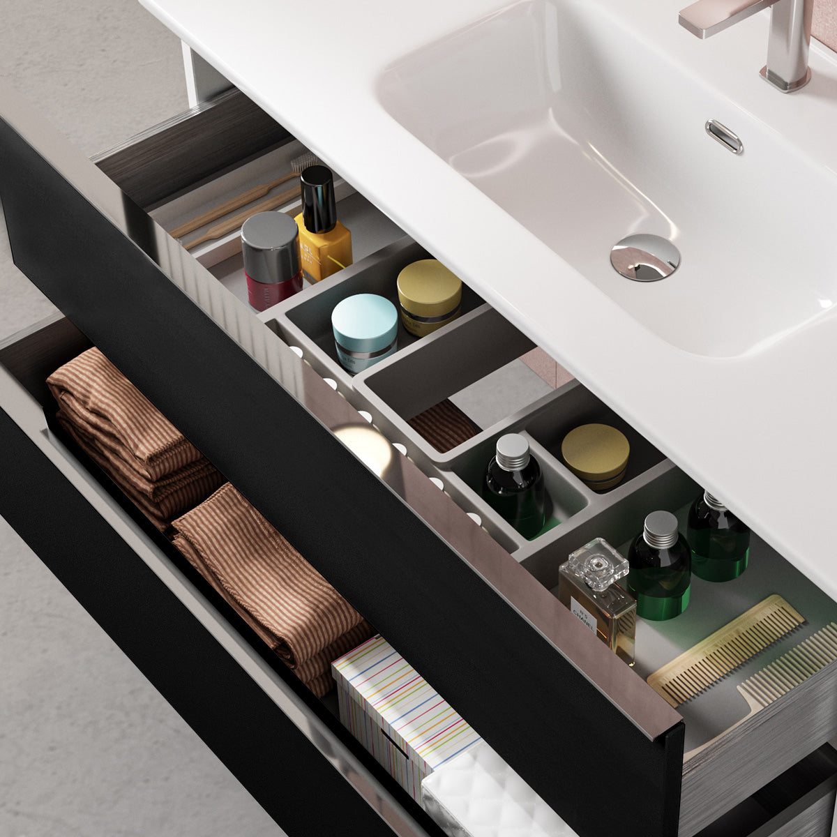 Kommode & Håndvask 80 cm Tenfors Harmoni Sort Mat