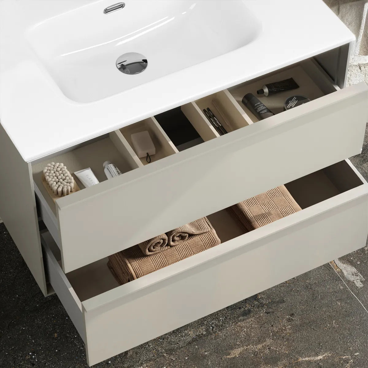 Kommode & Håndvask 80 cm Tenfors Nordlig Beige Mink