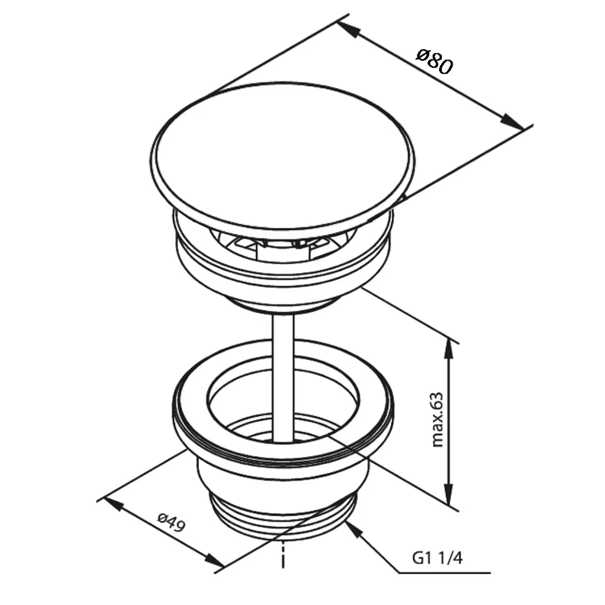 Bundventil Tenfors Moon Pop-Up Hvid Mat