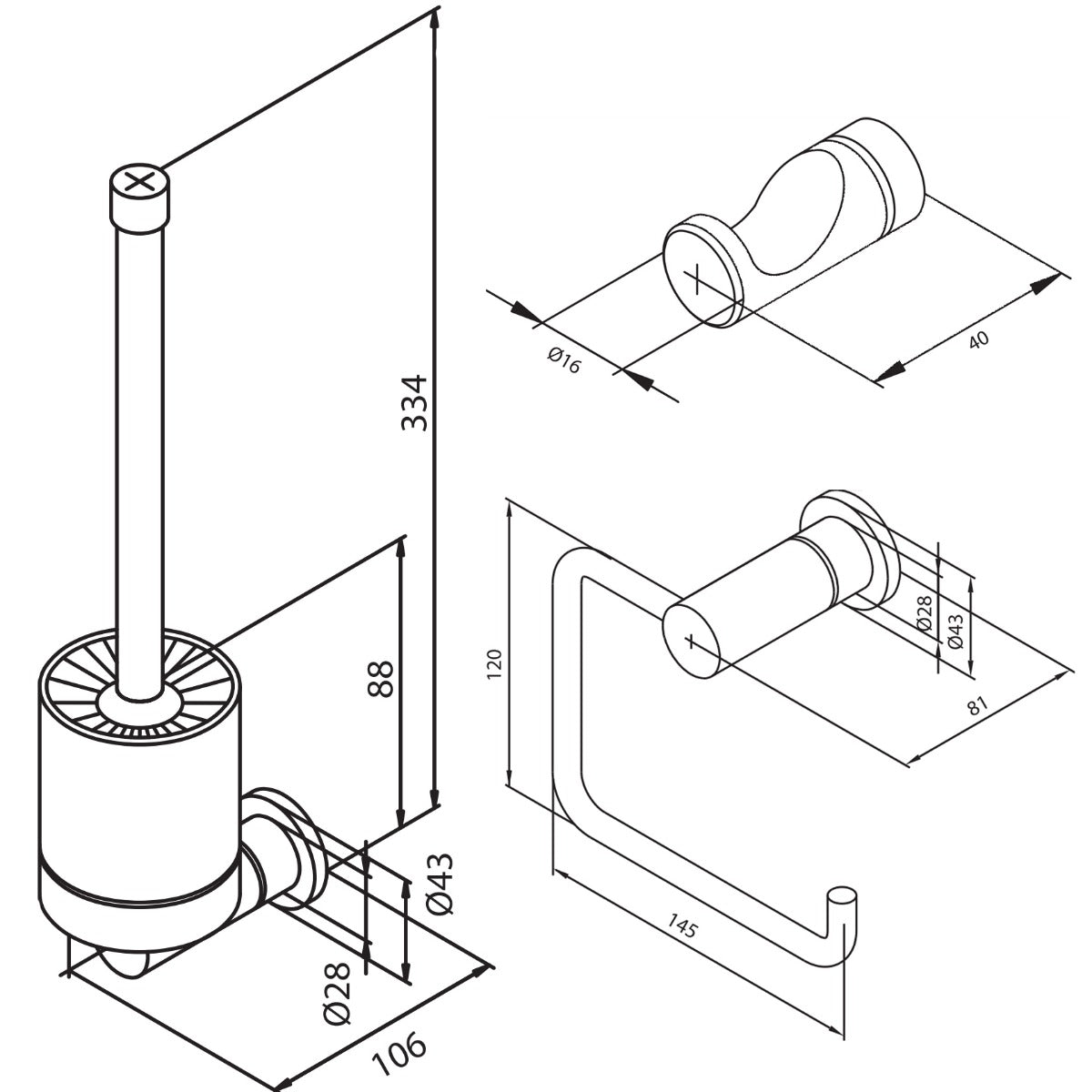 Tilbehørspakke Badeværelse Damixa Silhouet Krom